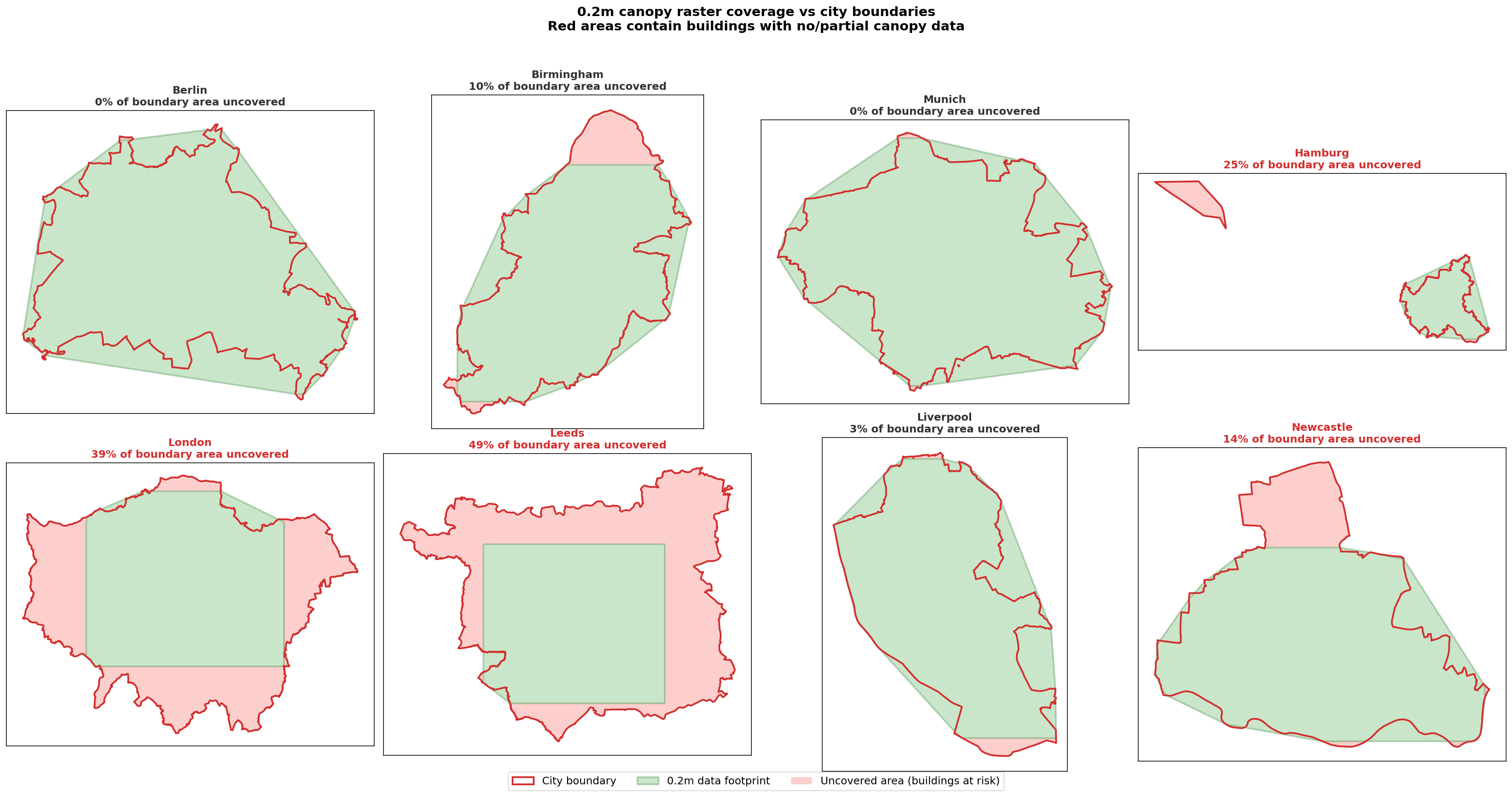 Coverage contact sheet showing 0.2m data footprint vs city boundaries
